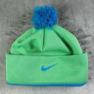 NIKE Youth Pom Pom Beanie Blue Lagoon Colorway